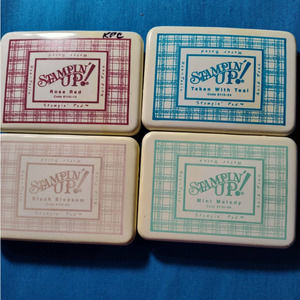 StampinUp Ink Pad, Mint Melody, Rose Red, Blush Blossom, Taken with Teal